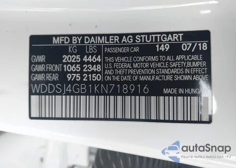 2019 Mercedes-Benz Cla 250 4Matic z USA, uszkodzony, nr VIN WDDSJ4GB1KN718916